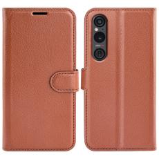  Sony Xperia 1 VI Fodral Litchi L&auml;der Brun - Teknikhallen.se