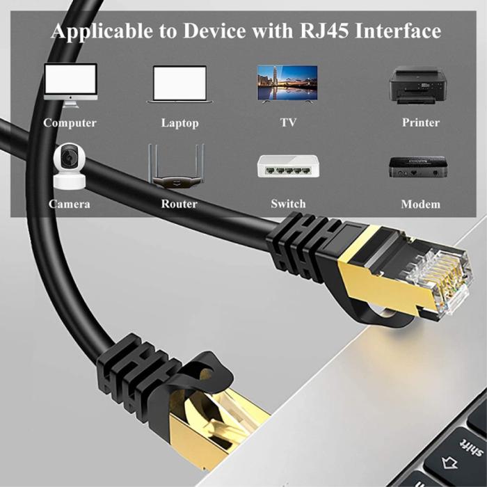 Bild 6,  10m Cat8 40Gbps RJ45 UTP Nätverkskabel Svart - Teknikhallen.se