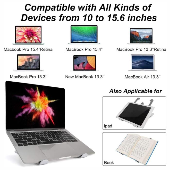 Bild 5,  Vikbart Laptop Stativ, Justerbar Höjd Vit - Teknikhallen.se