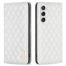 BINFEN BINFEN Galaxy S24 Fodral Diamond Flip L&auml;der Vit - Teknikhallen.se