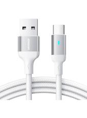 JOYROOM Joyroom 3m 3A USB-C Nylon Laddningskabel Vit - Teknikhallen.se