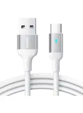 JOYROOM Joyroom 3m 3A USB-C Nylon Laddningskabel Vit - Teknikhallen.se