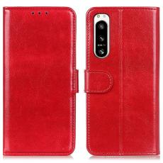  Sony Xperia 5 IV Fodral Crazy Horse L&auml;der R&ouml;d - Teknikhallen.se