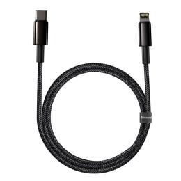 BASEUS Baseus Tungsten 1m 20W PD USB-C - Lightning Flätad Nylon Kabel - Svart - Teknikhallen.se