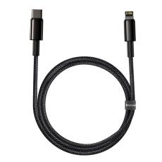 BASEUS Baseus Tungsten 1m 20W PD USB-C - Lightning Fl&auml;tad Nylon Kabel - Svart - Teknikhallen.se