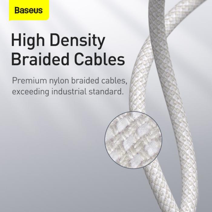 Bild 4, BASEUS BASEUS 2m 20W PD Type-C - Lightning Flätad Nylon Kabel - Vit - Teknikhallen.se
