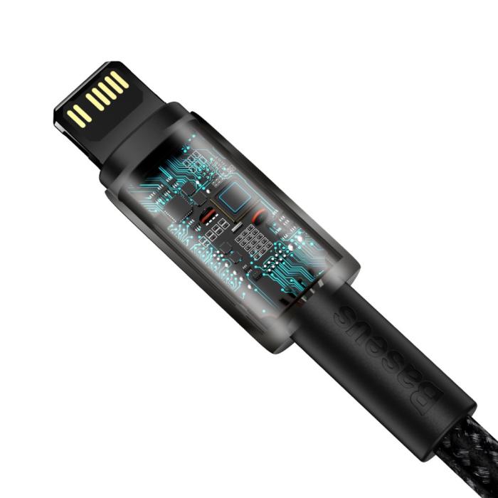 Bild 5, BASEUS Baseus Tungsten 1m 20W PD USB-C - Lightning Flätad Nylon Kabel - Svart - Teknikhallen.se