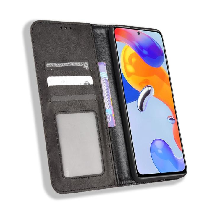Bild 4,  Xiaomi Redmi Note 11 Pro 5G Fodral Flip Vintage Svart - Teknikhallen.se