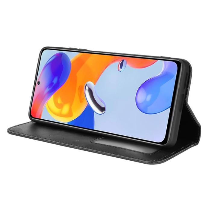 Bild 5,  Xiaomi Redmi Note 11 Pro 5G Fodral Flip Vintage Svart - Teknikhallen.se