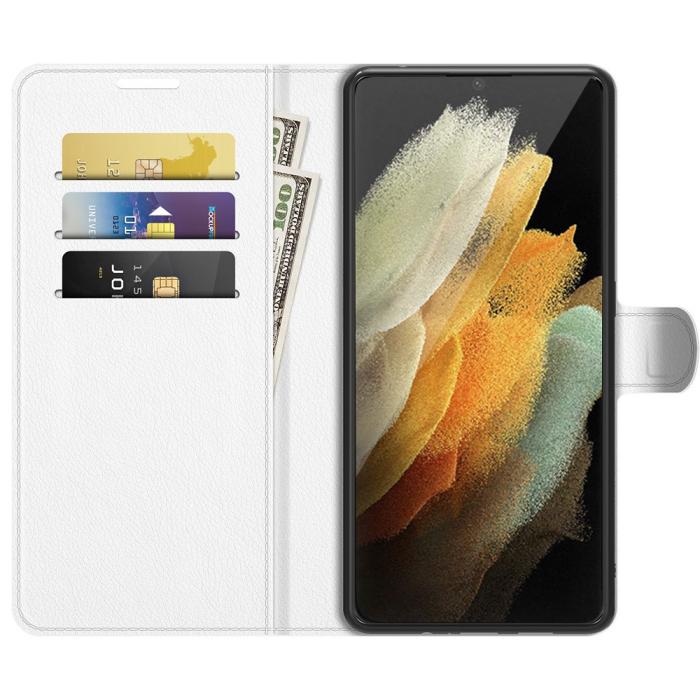 Bild 4,  Samsung Galaxy S22 Ultra Fodral Litchi Läder Vit - Teknikhallen.se