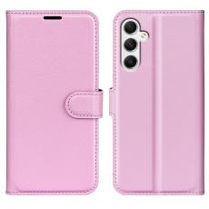  Samsung Galaxy A35 5G Fodral L&auml;der Litchi Ljus Rosa - Teknikhallen.se