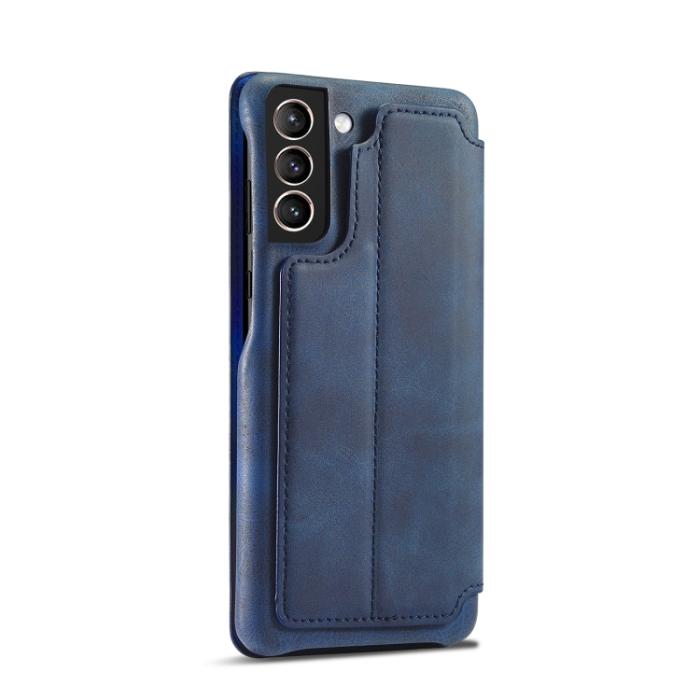 Bild 3, LC.IMEEKE LC.IMEEKE Samsung Galaxy S21 FE Fodral Retro Flip Läder Blå - Teknikhallen.se