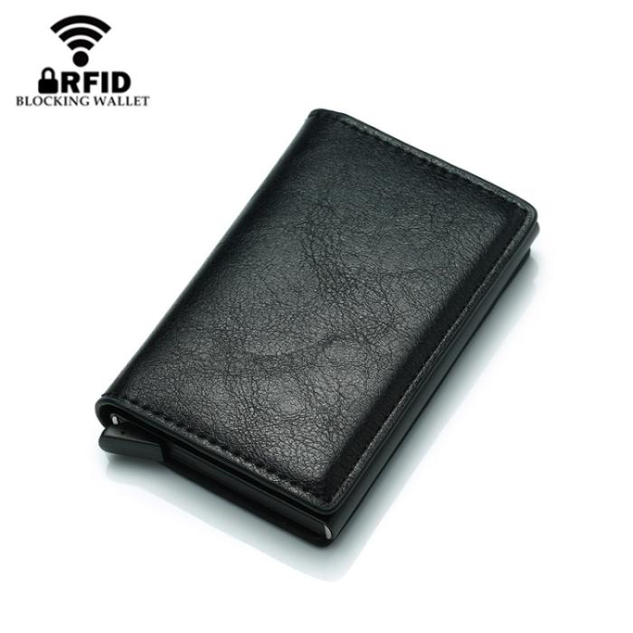 Bild 5,  RFID Retro Aluminium Läder Korthållare Brun - Teknikhallen.se
