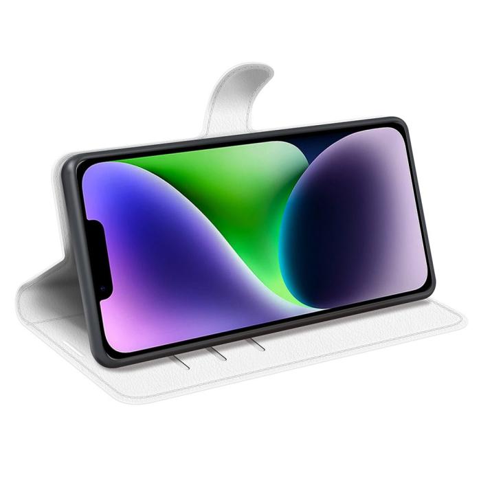 Bild 3,  iPhone 15 Plus Fodral Litchi Textur Vit - Teknikhallen.se