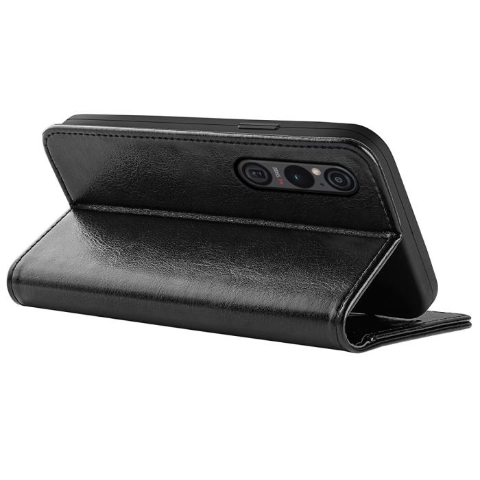 Bild 4,  Sony Xperia 1 VI Fodral Crazy Horse Läder Svart - Teknikhallen.se