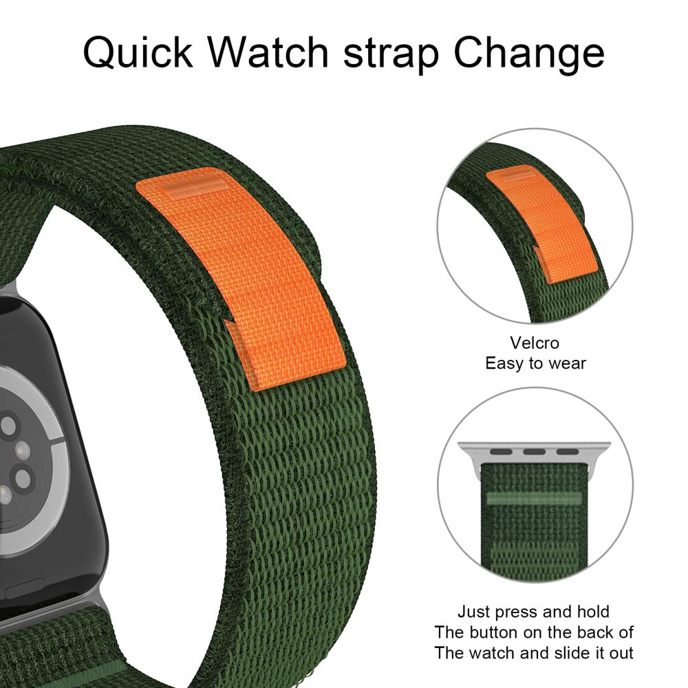 ColorPop Apple Watch 42/44/45/49 mm Armband Nylon Trail Loop Army Green - Teknikhallen.se