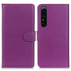  Sony Xperia 1 V Fodral Litchi L&auml;der Lila - Teknikhallen.se