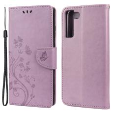  Samsung Galaxy S22 Plus Fodral Butterfly L&auml;der Lila - Teknikhallen.se