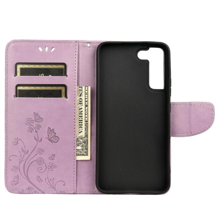 Bild 4,  Samsung Galaxy S22 Plus Fodral Butterfly Läder Lila - Teknikhallen.se