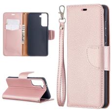  Samsung Galaxy S21 - Litchi Pl&aring;nboksfodral - Ros&eacute;guld - Teknikhallen.se