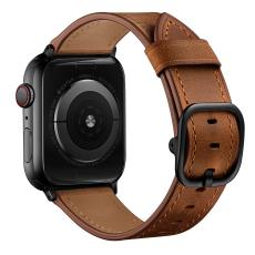  &Auml;kta L&auml;der Armband Apple Watch 42/41/40/38 mm - Brun - Teknikhallen.se