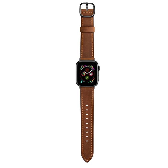 Bild 5,  Äkta Läder Armband Apple Watch 42/41/40/38 mm - Brun - Teknikhallen.se