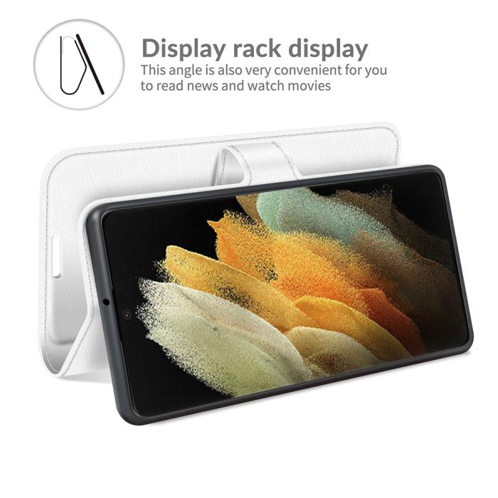 Bild 6,  Samsung Galaxy S22 Ultra Fodral Litchi Läder Vit - Teknikhallen.se