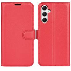  Samsung Galaxy A35 5G Fodral L&auml;der Litchi R&ouml;d - Teknikhallen.se