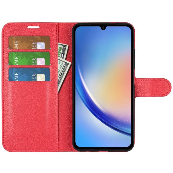 Bild 2,  Samsung Galaxy A35 5G Fodral Läder Litchi Röd - Teknikhallen.se