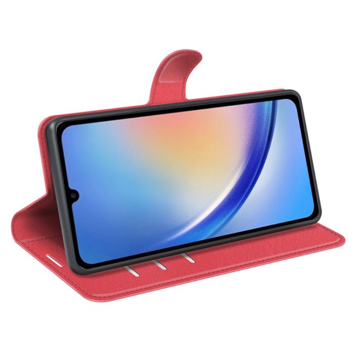 Bild 3,  Samsung Galaxy A35 5G Fodral Läder Litchi Röd - Teknikhallen.se
