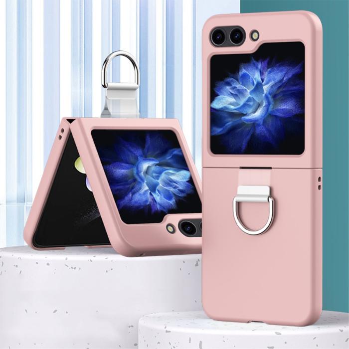 Bild 2,  Galaxy Z Flip 6 / 7 FE Skal Skin Touch Ringhållare Rosa - Teknikhallen.se