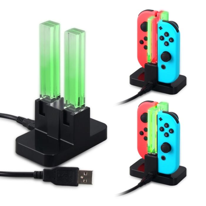 Bild 3,  DOBE Nintendo Joy-Con Laddningsstation LED Svart - Teknikhallen.se