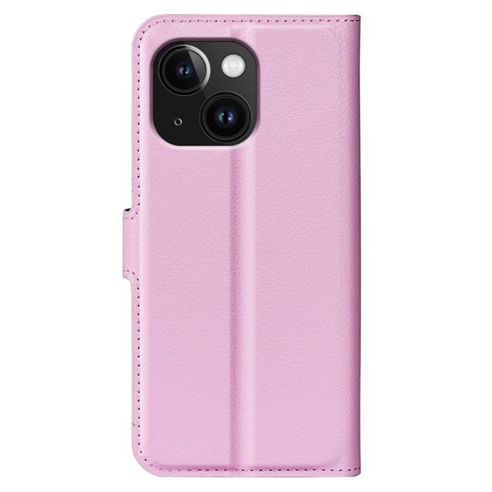 Bild 6,  iPhone 15 Plus Fodral Litchi Textur Ljus Rosa - Teknikhallen.se