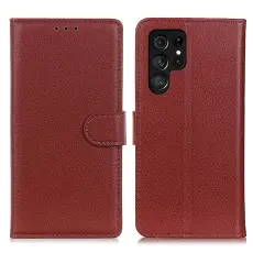  Samsung Galaxy S26 Ultra Fodral Litchi L&auml;der Brun - Teknikhallen.se