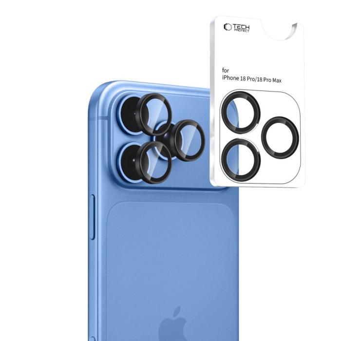 Bild 2, Tech-Protect Tech-Protect iPhone 18 Pro / 18 Pro Max Linsskydd Svart - Teknikhallen.se