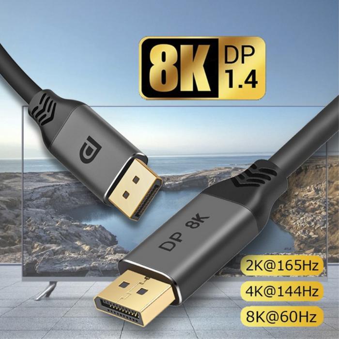 Bild 5,  DisplayPort 1.4 Hane - DisplayPort 1.4 Hane 8K 60Hz 1m Kabel Svart - Teknikhallen.se