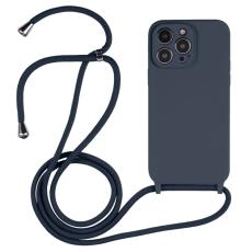  iPhone 15 Pro Skal Silikon Med Snodd M&ouml;rk Bl&aring; - Teknikhallen.se