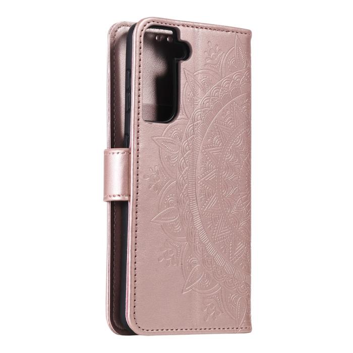 Bild 5,  Samsung Galaxy S21 - Mandala Plånboksfodral - Roséguld - Teknikhallen.se