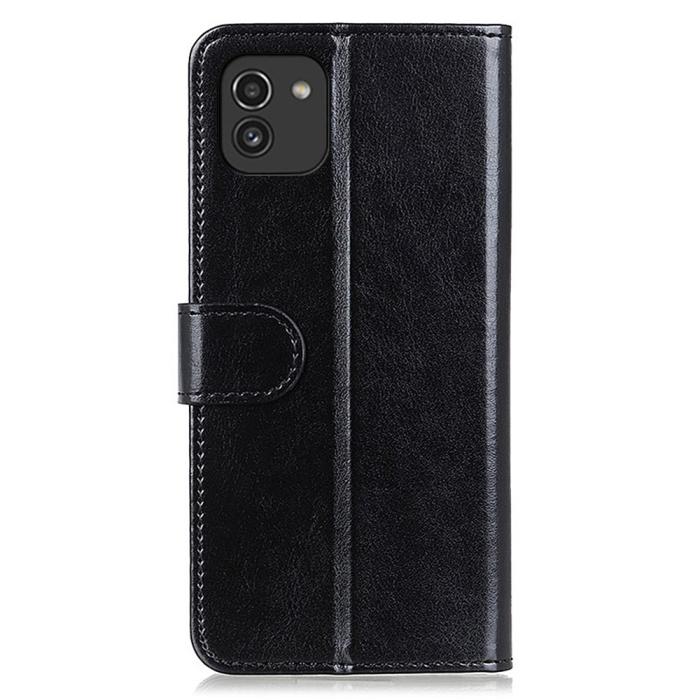 Bild 3,  Samsung Galaxy A03 Fodral Crazy Horse Svart - Teknikhallen.se