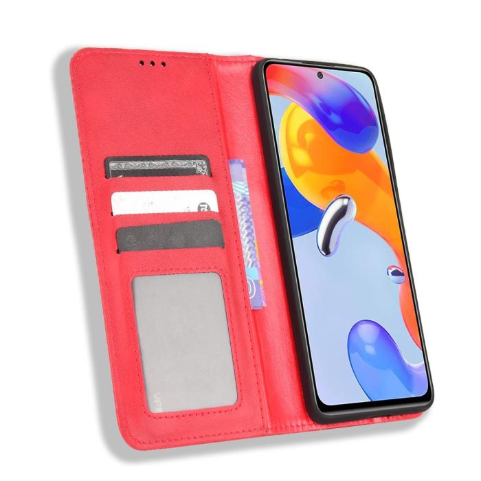 Bild 4,  Xiaomi Redmi Note 11 Pro 5G Fodral Flip Vintage Röd - Teknikhallen.se