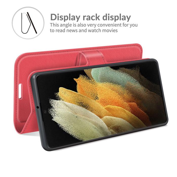 Bild 6,  Samsung Galaxy S22 Ultra Fodral Litchi Läder Röd - Teknikhallen.se