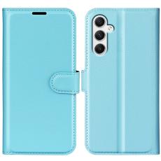  Samsung Galaxy A35 5G Fodral L&auml;der Litchi Ljus Bl&aring; - Teknikhallen.se