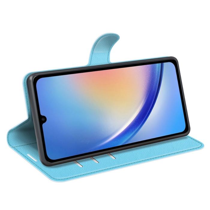 Bild 3,  Samsung Galaxy A35 5G Fodral Läder Litchi Ljus Blå - Teknikhallen.se