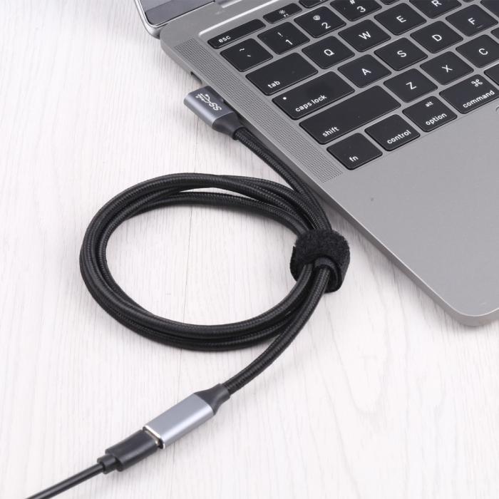 Bild 4,  1.5m USB-C Hane Elbow - USB-C Hona Adapter Kabel Svart - Teknikhallen.se