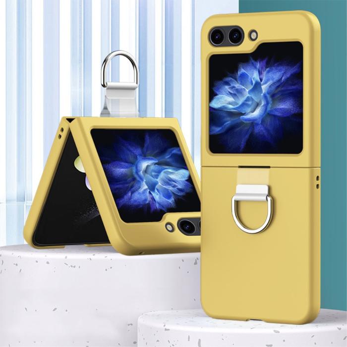 Bild 2,  Galaxy Z Flip 6 / 7 FE Skal Skin Touch Ringhållare Gul - Teknikhallen.se