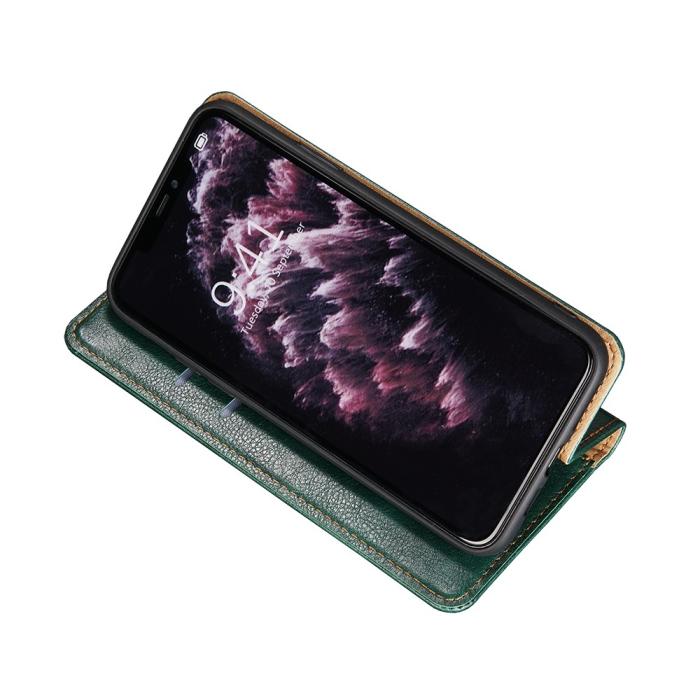 Bild 2,  Xiaomi Redmi 9C Fodral Flip Läder Mörk Grön - Teknikhallen.se