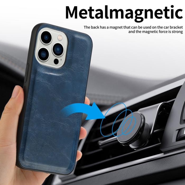 Bild 6,  iPhone 15 Plus 2in1 Magnet Fodral Crazy Horse Blå - Teknikhallen.se