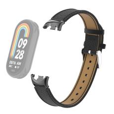  Xiaomi Smart Band 10/9/8 Armband &Auml;kta L&auml;der Litchi Svart - Teknikhallen.se