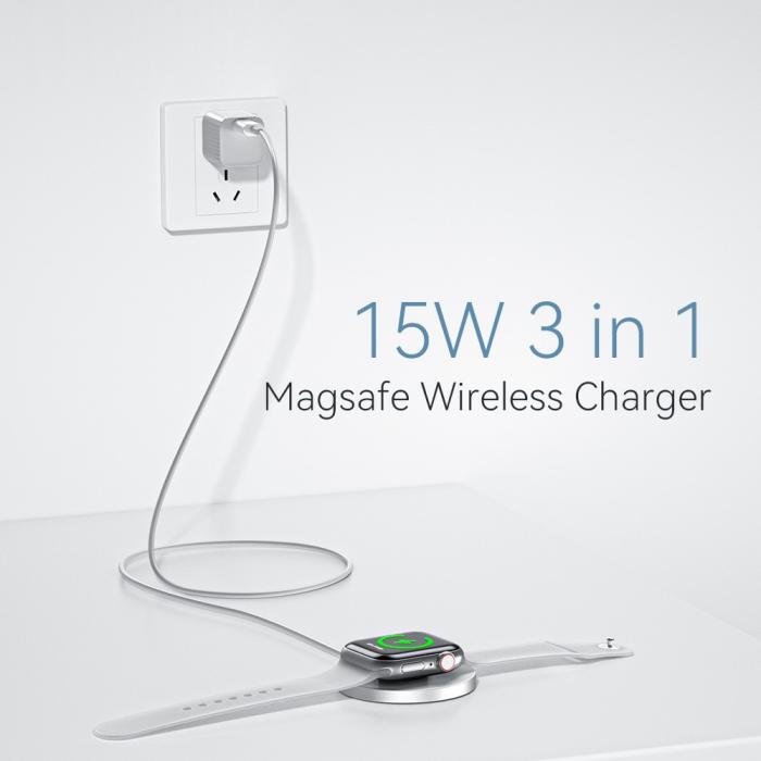 Bild 3, ESSAGER ESSAGER 15W MagSafe Trådlös Laddare Vit - Teknikhallen.se
