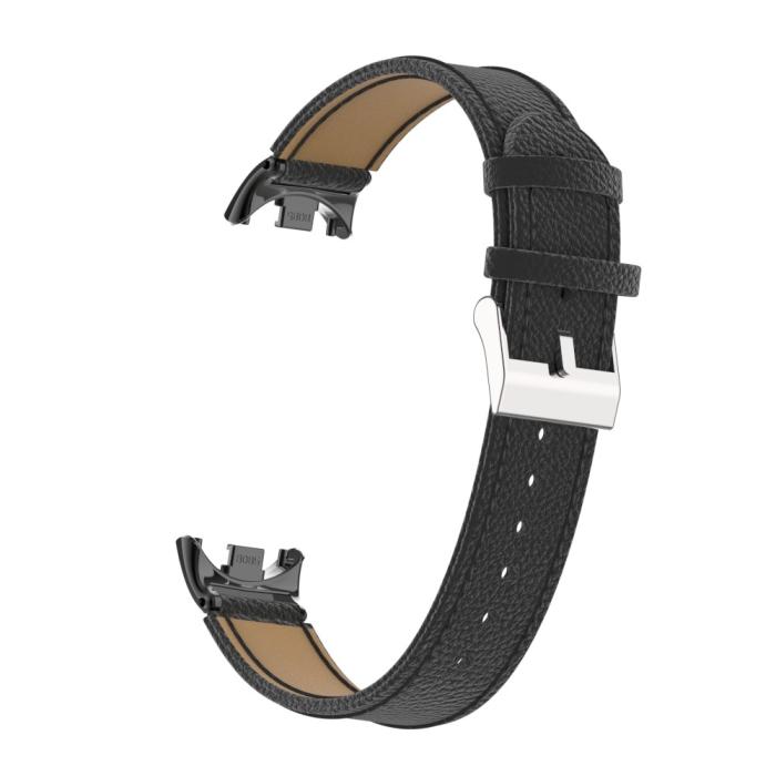 Bild 6,  Xiaomi Smart Band 10/9/8 Armband Äkta Läder Litchi Svart - Teknikhallen.se